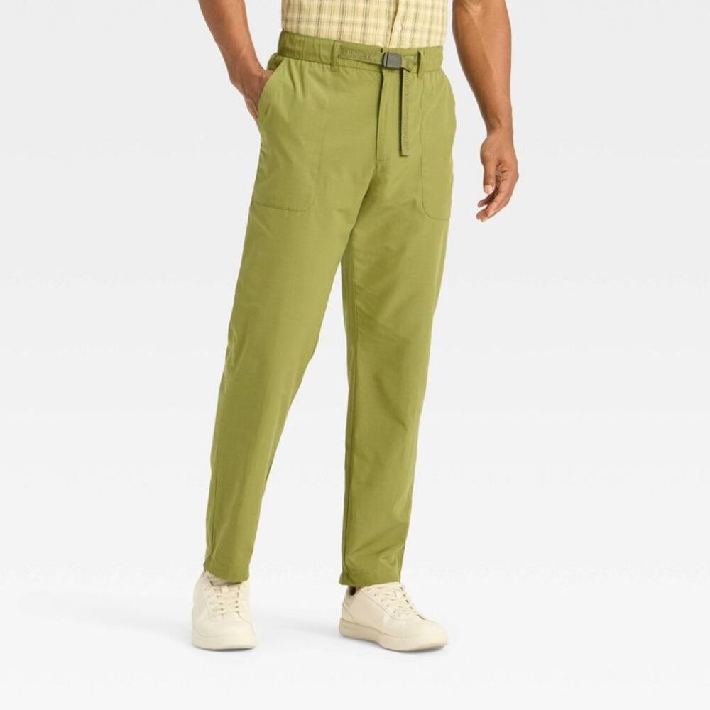 Houston White Men's Elastic Belt Trouser Fashion Pants - Green S